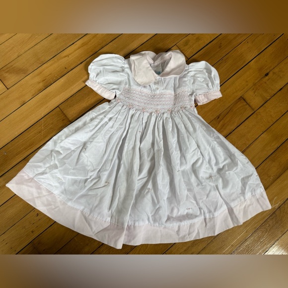 Vintage House of Hatten Inc. little girls pink and white infant dress - Picture 1 of 9